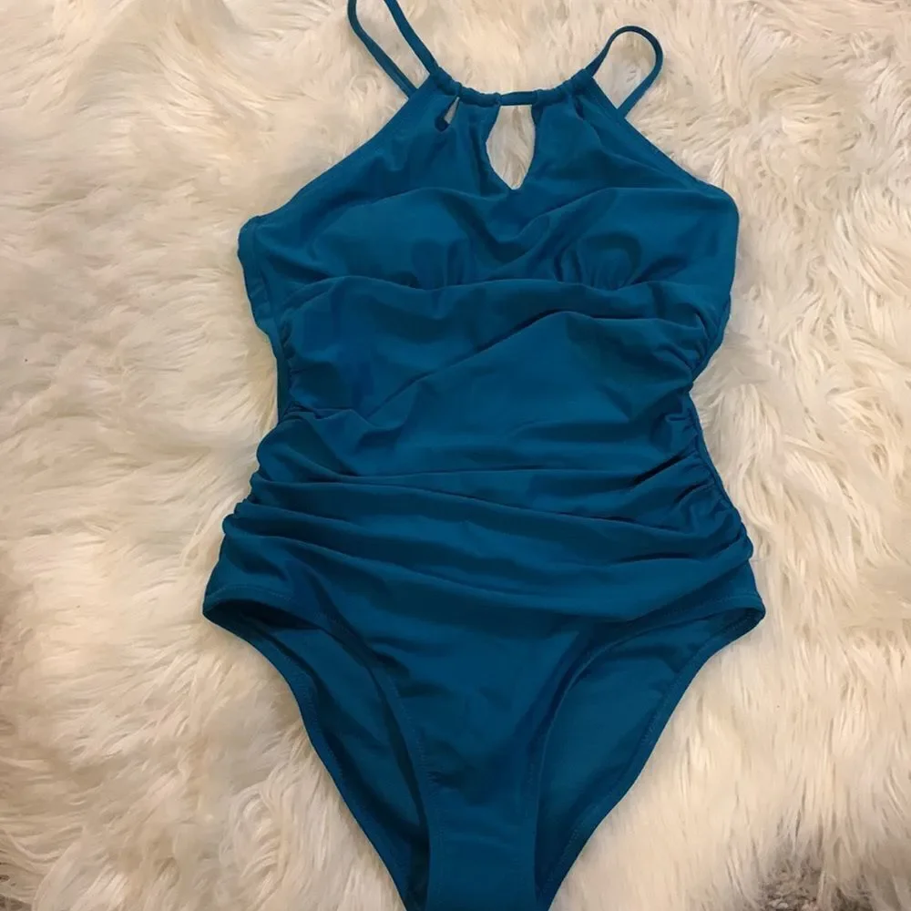 CUPSHE Size Small Halter one piece swimsuit turquoise